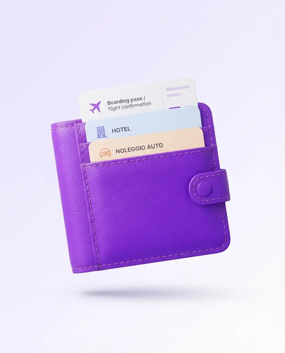 Velya wallet 3D render with travel cards